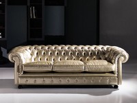 Cester, Classic sofa, tufted, in leather, for public areas