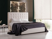 Polaris, Upholstered bed with container and high headboard, for hotel