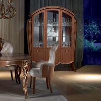 VE38 Vanity display cabinet, Display cabinet in walnut-tinted maple, floral inlays