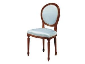 135, Wooden chair, padded seat and backrest, for dining rooms