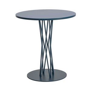 Jazz T, Painted metal table. with round laminate top