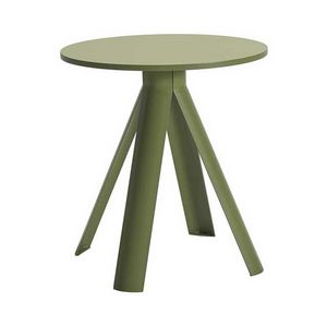 Onda T, Painted metal table, round laminate top