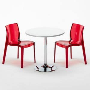 Set chairs and stackable table - SET2SGHOST, Round table with transparent chairs, for bars and hotels