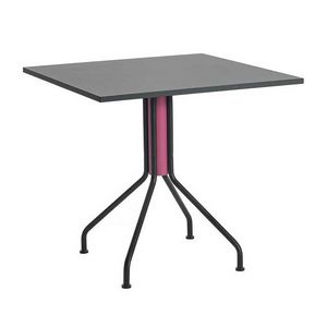 Aida Q, Table with painted metal base, laminate top