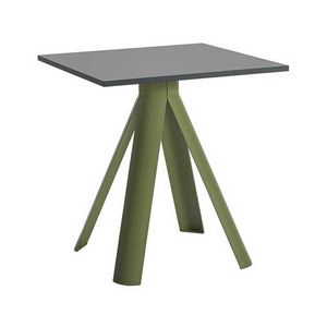 Onda Q, Square table in painted metal, laminate top