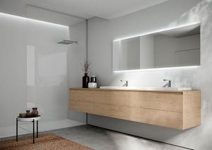 Cubik comp.16, Bathroom cabinet with two washbasins, with essential design