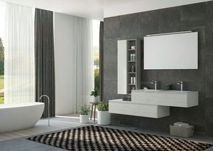 FREEDOM 37, Double wall-mounted HPL vanity unit with mirror