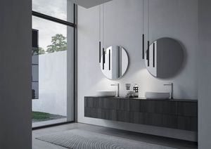 Sense comp.04, Bathroom furniture with two round ceramic washbasins