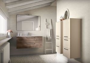 Dressy comp.02, Wall-mounted bathroom cabinet with integrated washbasin