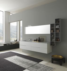 Lime 1.0 comp.03, Bathroom cabinet with washbasin, top in Deimos