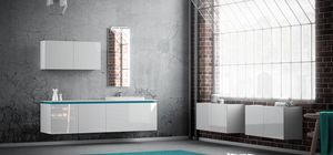 Plane 2D 07, Bathroom cabinet in white lacquered finish