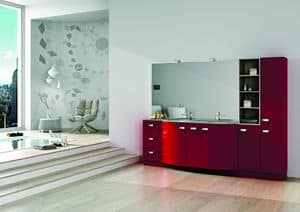 Round AM 122, Furniture for bathroom, with cabinets, drawers and mirror