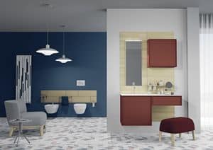 Domino 07, Bathroom furniture, brightly colored, with mirror