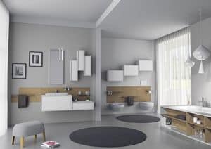 Domino 09, Bathroom furniture, with lacquered wall units