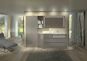 Torana TR 013, Glossy lacquered furniture for bathroom, modular