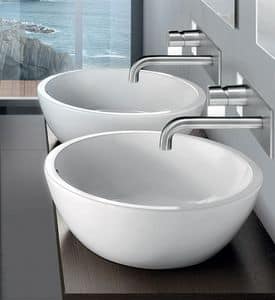 OVAL BASIN, Round countertop washbasin in ceramic