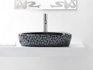 OVAL DECO BASIN, Black colored washbasin in ceramic