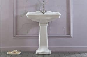 ROYAL with pedestal, Wall-mounted or with pedestal washbasin, made of ceramic