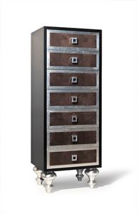 Art. 2237 Roxanne, Black and silver finish chest of drawers