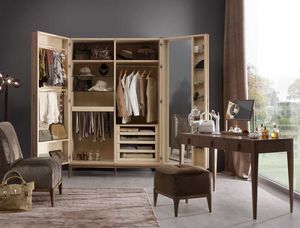 Ambrogio wardrobe, Wooden wardrobe, with internal mirror