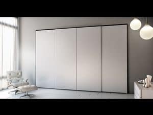 Armadio Zen 07, Wardrobe with 4 sliding doors, elegant and modern