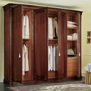 Gardenia wardrobe, Classic walnut wardrobe, with side curved doors