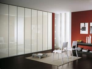 Wardrobe Idra Polished Glass 23, Modular wardrobe, covered with glass, linear style