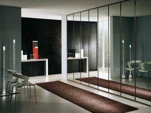Wardrobe Idra Polished Glass 23, Modular wardrobe covered with mirrors, elegant and robust