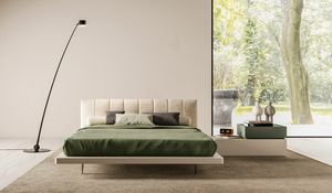 ALBA, Double bed with headboard in fabric