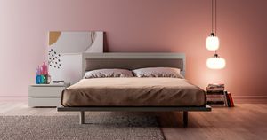 OLIMPIA, Double bed with headboard made of faux leather