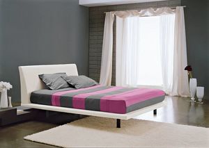 PARIDE, Bed with feet and with upholstered headboard