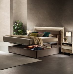 LUCE LIGHT bed with storage, Upholstered bed, with storage box