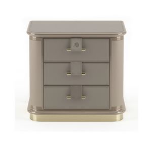 Annika, Bedside table with leather-covered drawers