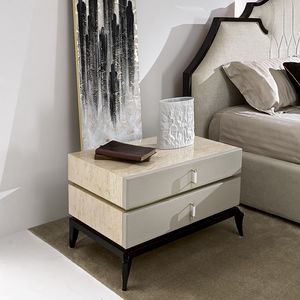 Ariel AR233, Elegant bedside table in birch roots and ebony