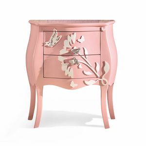 Art. 762, Classic style bedside table with decorative butterflies and flowers