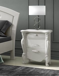 Smeraldo Art. C22105, Lacquered bedside table with carved decorations