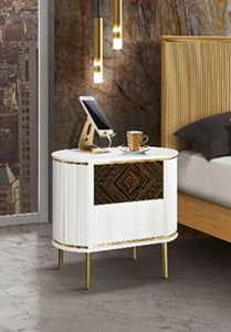 Art. E129 Millerighe bedside table, Bedside table with ribbed decoration