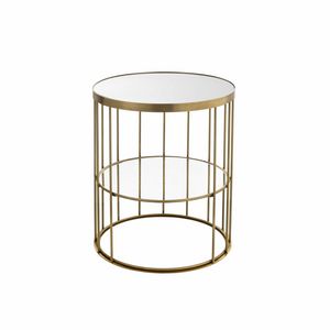Cage Art. BB_CAG05e, Brass bedside table with glass top