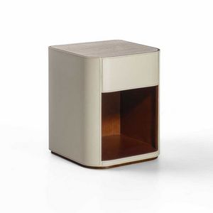 CD35+ELCD35 Alma leather bedside table, Bedside table covered in leather, with marble top
