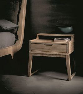 Clover night table, Wooden bedside table with a sophisticated design