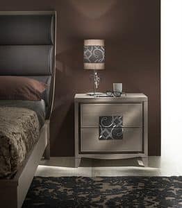 ST 731, Classic bedside table, with insert in embroidered leather