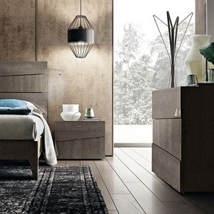 Tekno bedside table, Wooden bedside table with a contemporary design