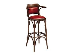SG/600/imb, Tall stool made of curved wood for pub and bar