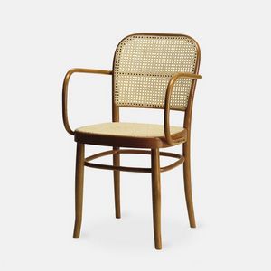 Linz 310 CP armchair, Chair in bent wood, with seat and backrest woven in Vienna straw