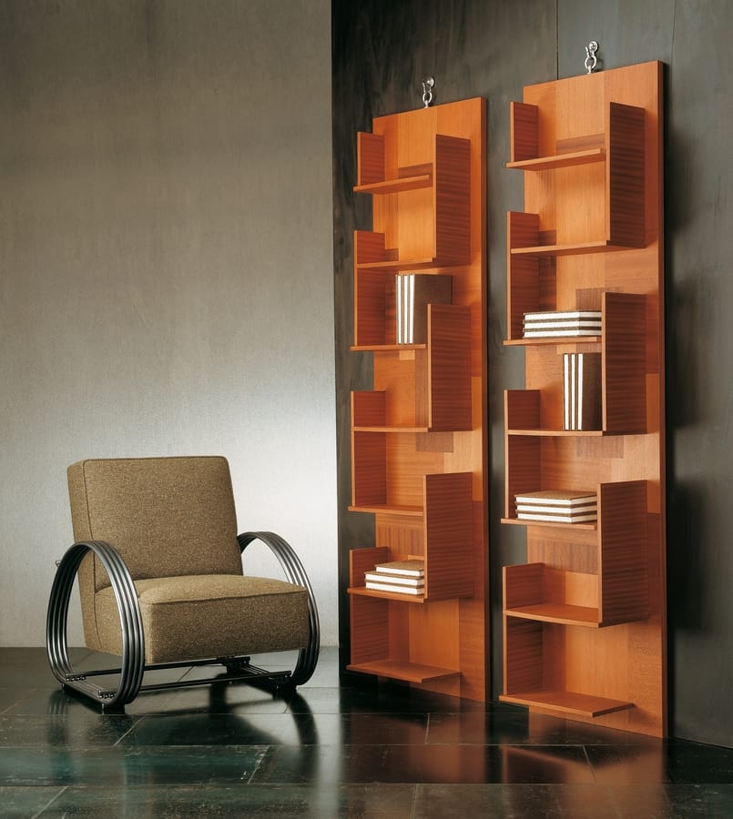 Wall bookcase in wood | IDFdesign