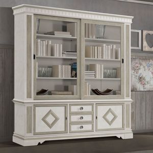 Bookcase SHA5018G, Shabby Chic bookcase with sliding glass doors