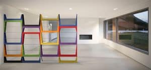 Iride, Library with MDF structure, glass shelves