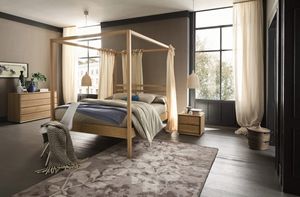 Nemo, Wooden canopy bed, with an essential design