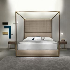 Stardust canopy bed, Container double four poster bed with padded headboard