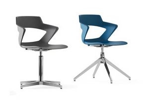 SHELL, Monocoque chair in polypropylene, swivel, base with 4 spokes